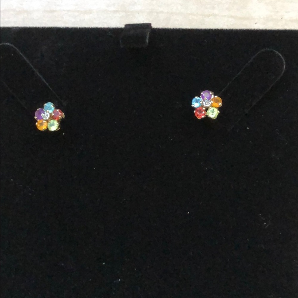 Multi stone stud earrings